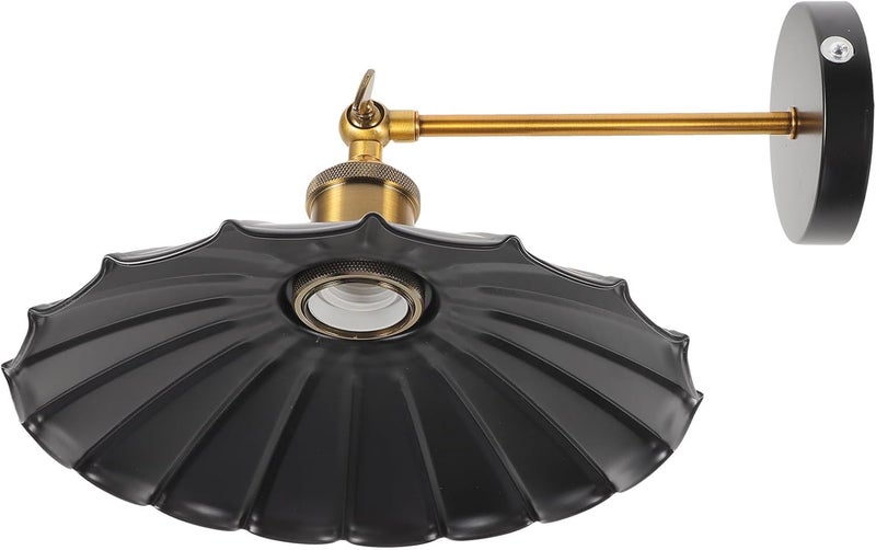 Industrial Style Wall Lamp Iron Art Sconce with Black Shade E26 Base Vintage Wall-Mounted Lighting for Living Room Bedroom Bar and Restaurant Decor - Image 1