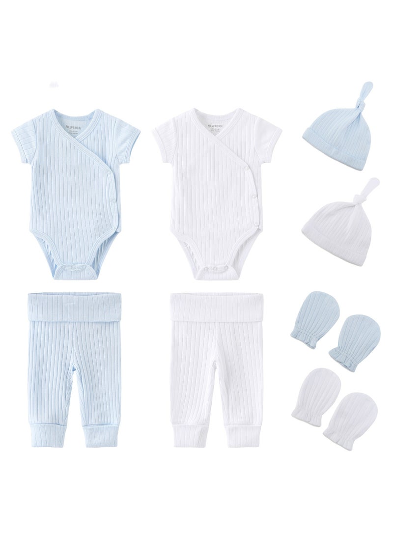 RedMapleTEK 8-Piece Set Of Newborn Baby Jumpsuit, Pants, Hat, Gloves, Socks - Image 1