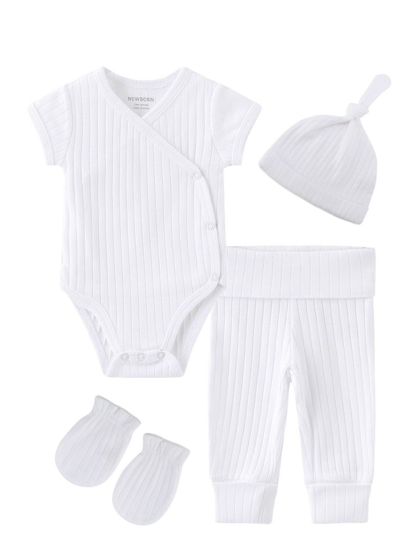 RedMapleTEK 8-Piece Set Of Newborn Baby Jumpsuit, Pants, Hat, Gloves, Socks - Image 3