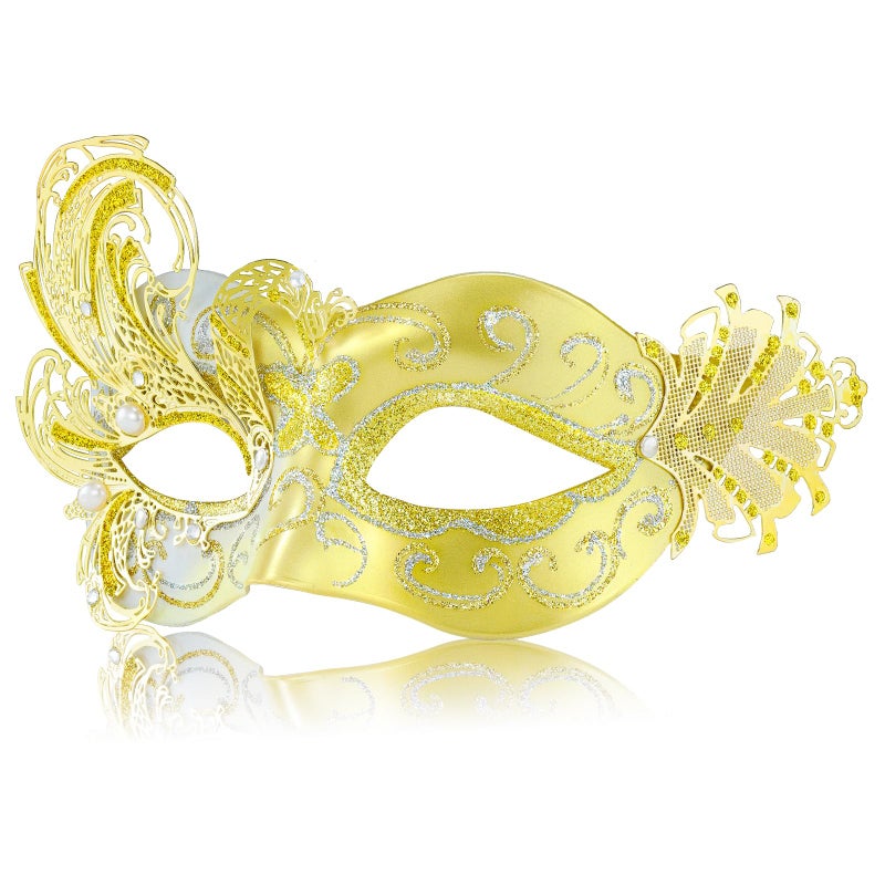 MYSEUNI 2025 New Gold Masquerade Mask for Women-Butterfly Party Masks for Adults Masquerade- Peacock Metal Filigree Venetian Mask-Perfect for Halloween Parties, Costume Party, Carnivals, Wedding - Image 1