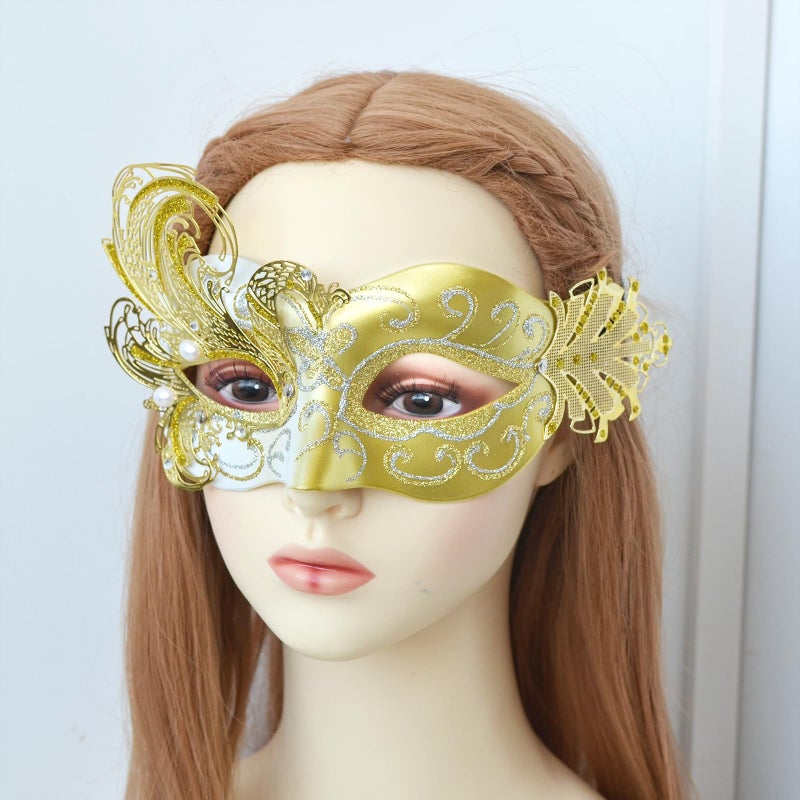 MYSEUNI 2025 New Gold Masquerade Mask for Women-Butterfly Party Masks for Adults Masquerade- Peacock Metal Filigree Venetian Mask-Perfect for Halloween Parties, Costume Party, Carnivals, Wedding - Image 5