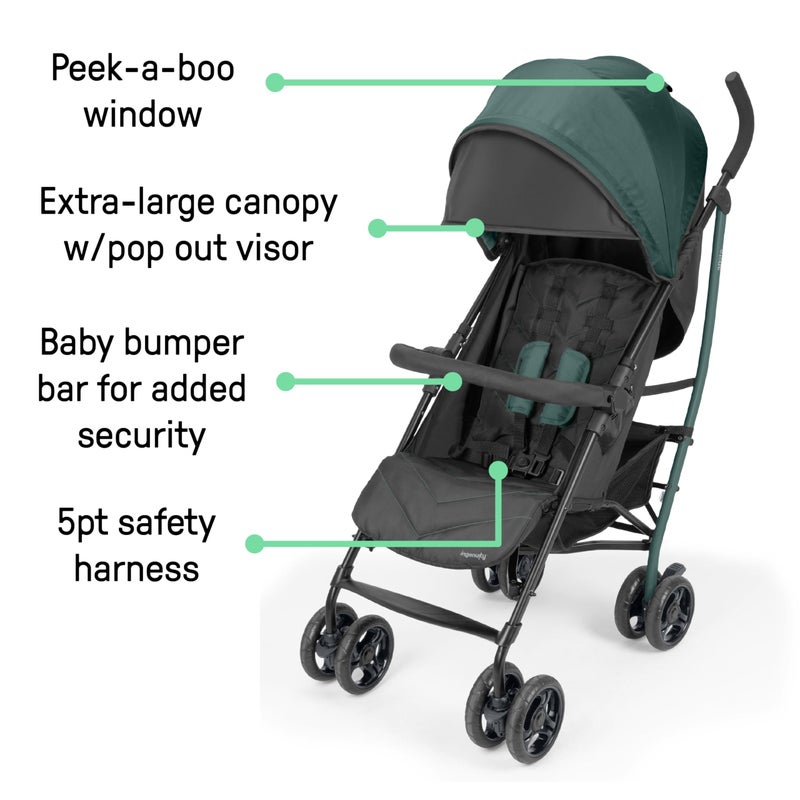 Ingenuity 3Dlite Jewel Convenience Stroller â€“ Lightweight Folding Stroller with Car Seat Compatibility, Extra-Large Canopy & Storage - Image 3