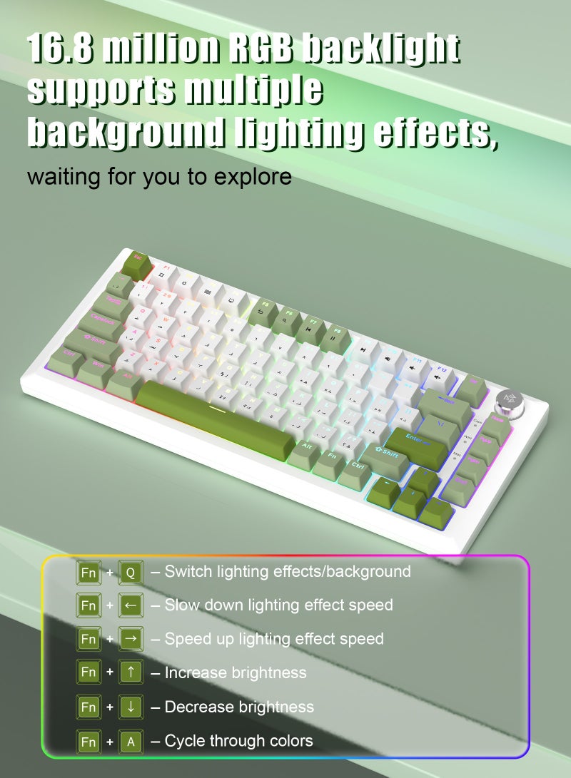 DuneVoyager 82 Keys Red Switch Mechanical Gaming Keyboard with Arabic Keycaps, 75% Gasket Design, Hot-Swappable, RGB Backlit 16.8 Million Colors, Knob Control, Software Support, Removable USB Cable, 950g, Full-Key Anti-Ghosting, Silent Keys – Compatible with PC, PS5, PS4, Xbox, Mac – Ideal for FPS & Fortnite Players - Image 5