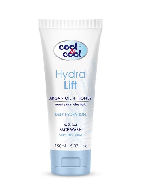Cool & Cool Hydra Lift Face Wash 150 ML - Moisturizing Formula with Argan Oil & Honey,Paraben Free, Deep Hydration & Paraben-Free, Restores Skin Elasticity