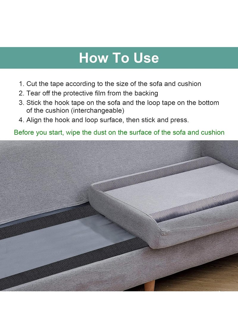 Couch Cushion Non Slip Pads for Reduce Couch Cushions Sliding，Hook and Loop Tape with Adhesive for Smooth Surfaces - Image 5