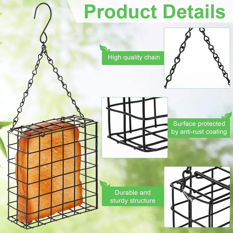 LemonRoad 3 Pcs Suet Bird Feeder for Outdoor Hanging Metal Wild Bird Suets Basket Single Suet Cake Holder Garden Cages for Outside Garden - Image 3