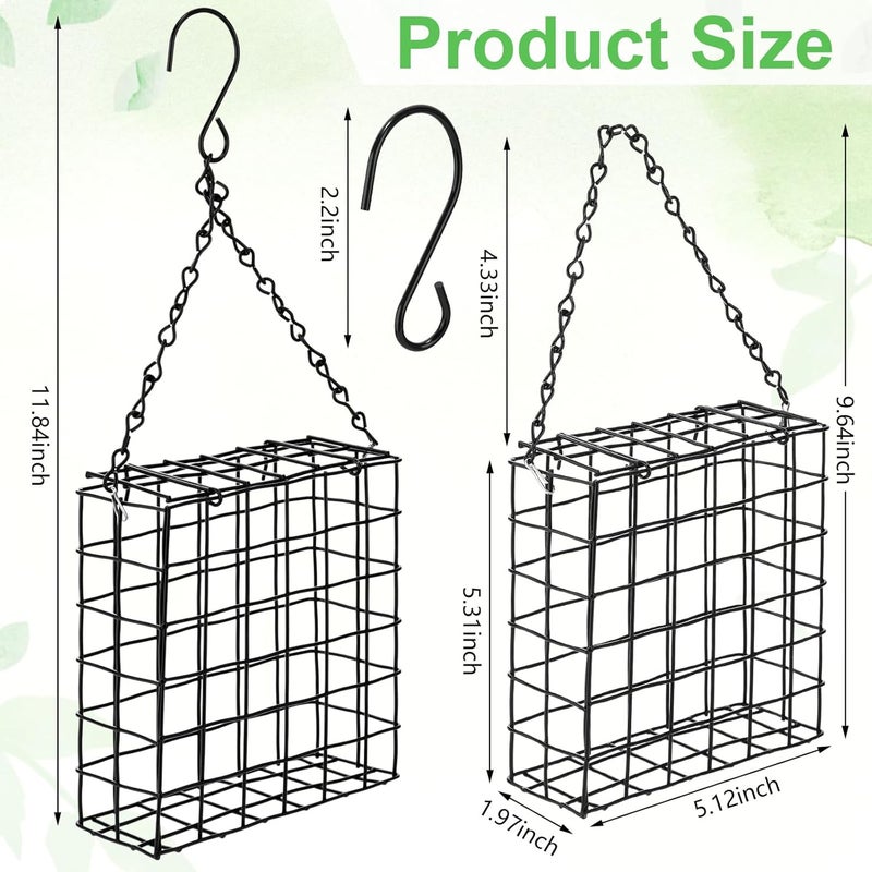 LemonRoad 3 Pcs Suet Bird Feeder for Outdoor Hanging Metal Wild Bird Suets Basket Single Suet Cake Holder Garden Cages for Outside Garden - Image 2