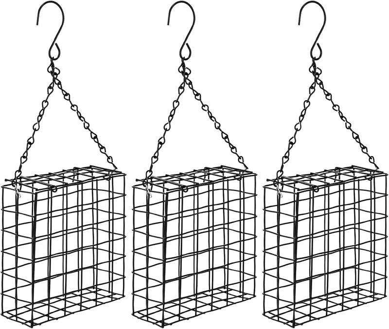 LemonRoad 3 Pcs Suet Bird Feeder for Outdoor Hanging Metal Wild Bird Suets Basket Single Suet Cake Holder Garden Cages for Outside Garden - Image 1