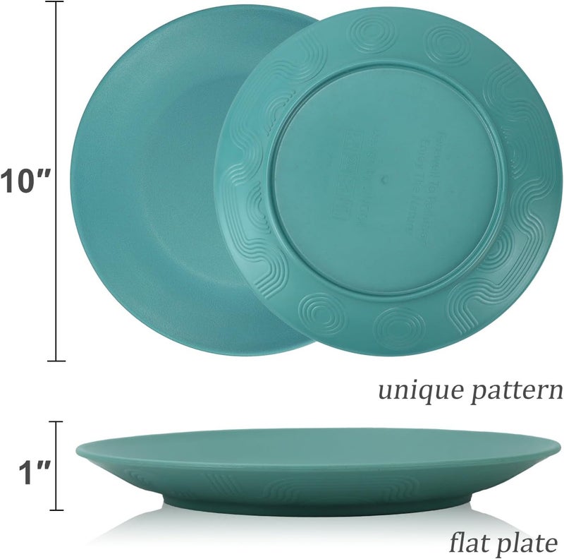 Wrova Wheat Straw Dinner Plates 10 Inch Unbreakable Set of 8  Dishwasher  Microwave Safe Plastic Plates Reusable  Lightweight Plates for kitchencampingsaladappetizer  Colorful - Image 3