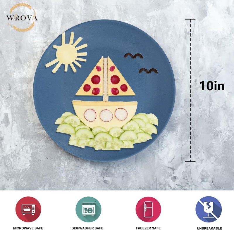 Wrova Wheat Straw Dinner Plates 10 Inch Unbreakable Set of 8  Dishwasher  Microwave Safe Plastic Plates Reusable  Lightweight Plates for kitchencampingsaladappetizer  Colorful - Image 2