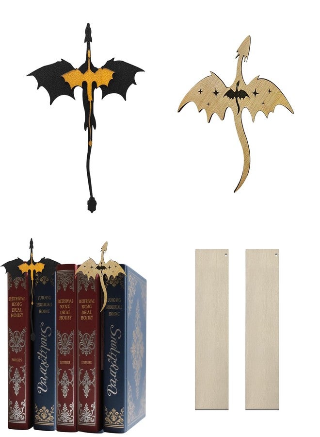 BADAO 4th Wing Merch,2PCS Dragon Bookshelf Decor for Fantasy Lovers,Wooden 4th Wing Booktok Decoration,Book Accessories Merchandise,Christmas Birthday Gifts for Bookish Book Lovers Booknook,Bookend Display - Image 1