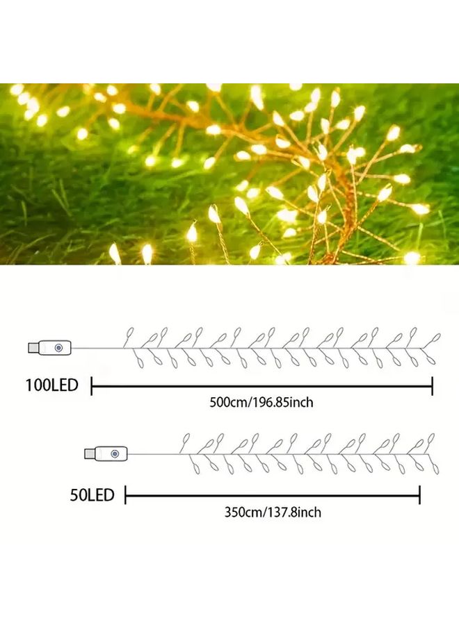 Warm White 500cm USB Remote Control Firecracker Fairy Lights 8 Modes Indoor Decor - Image 3