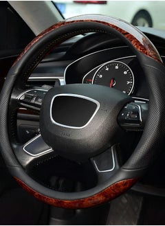 GROIC Wood Grain Steering Wheel Cover,Universal 38cm Steering Wheel Cover Microfiber Leather Viscose, Breathable, Anti-Slip,Car Interior,Automobile Decoration Accessories  - Image 4