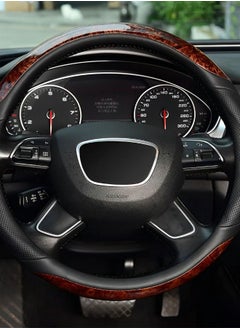 GROIC Wood Grain Steering Wheel Cover,Universal 38cm Steering Wheel Cover Microfiber Leather Viscose, Breathable, Anti-Slip,Car Interior,Automobile Decoration Accessories  - Image 3