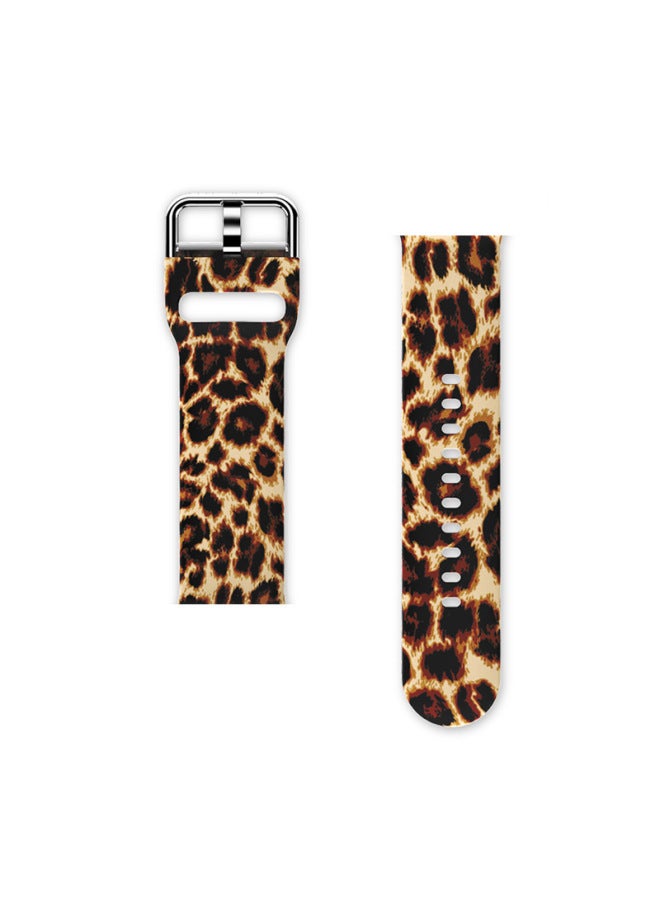 Suitable For Apple Watch Case Water Transfer Strap For Apple Watch8 Case Film Integrated Silicone Strap Set-Color:Black Hair Leopard Print-Exterior Dimension:45mm