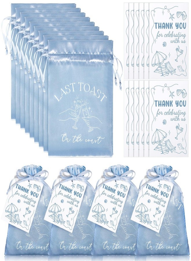 Vincreem 12 Pack Bachelorette Party Favor Bags with Gift Tags Party Favors Stain Drawstring for Bachelorette Recovery Kits Bridesmaid Gifts(Blue,Last Toast on the Coast) - Image 1