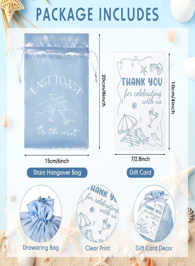 Vincreem 12 Pack Bachelorette Party Favor Bags with Gift Tags Party Favors Stain Drawstring for Bachelorette Recovery Kits Bridesmaid Gifts(Blue,Last Toast on the Coast) - Image 3