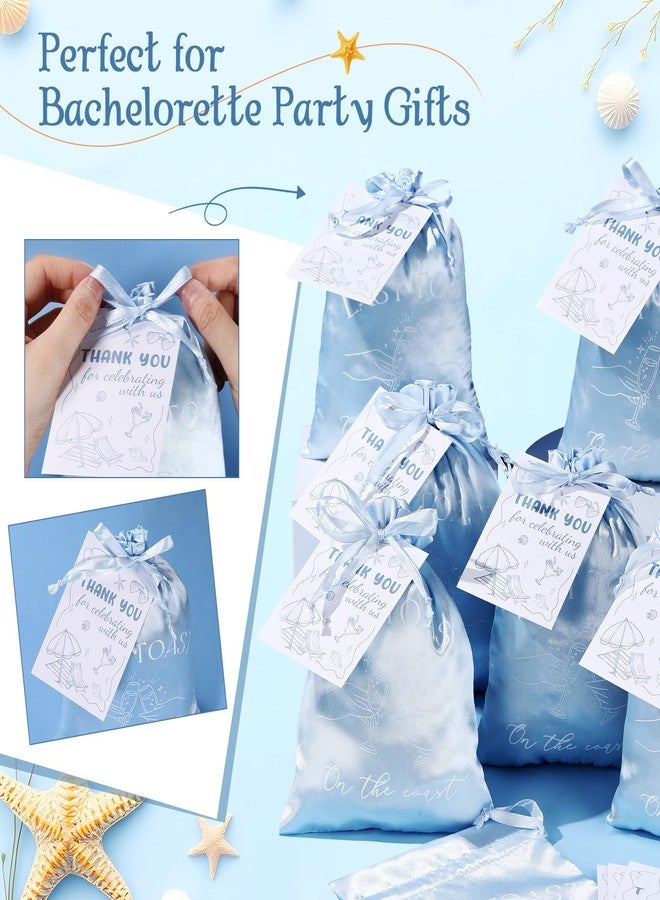 Vincreem 12 Pack Bachelorette Party Favor Bags with Gift Tags Party Favors Stain Drawstring for Bachelorette Recovery Kits Bridesmaid Gifts(Blue,Last Toast on the Coast) - Image 5