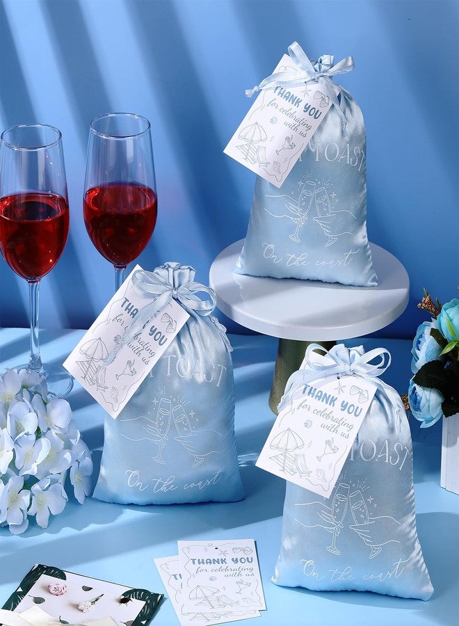 Vincreem 12 Pack Bachelorette Party Favor Bags with Gift Tags Party Favors Stain Drawstring for Bachelorette Recovery Kits Bridesmaid Gifts(Blue,Last Toast on the Coast) - Image 2