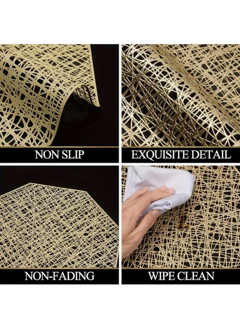 Nakhl Placemat Set (4 pcs), Polygonal Leaf Placemats for Dining Table, Hollow PresseGd gold Placemats, Suitable for Holiday Party, Wedding Decorations, Home Decorations, Table Decorations - Image 4