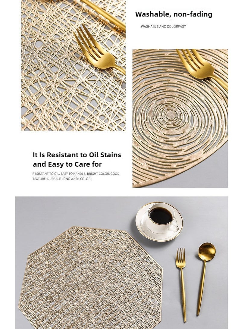 Nakhl Placemat Set (4 pcs), Polygonal Leaf Placemats for Dining Table, Hollow PresseGd gold Placemats, Suitable for Holiday Party, Wedding Decorations, Home Decorations, Table Decorations - Image 5