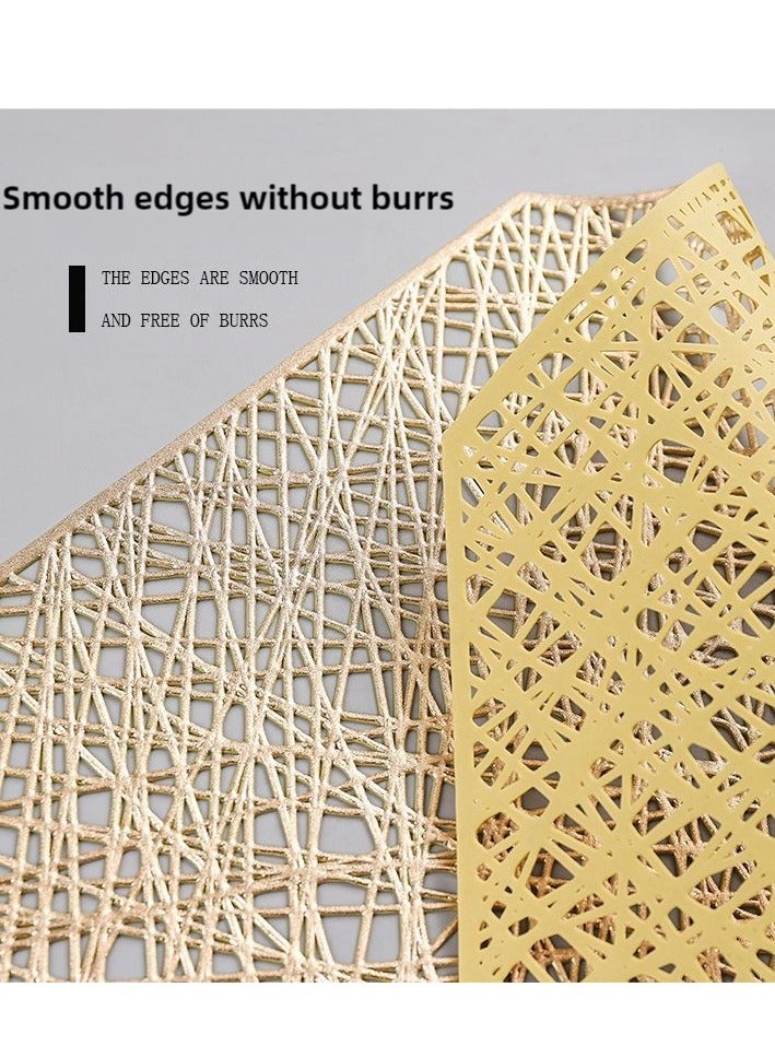 Nakhl Placemat Set (4 pcs), Polygonal Leaf Placemats for Dining Table, Hollow PresseGd gold Placemats, Suitable for Holiday Party, Wedding Decorations, Home Decorations, Table Decorations - Image 2