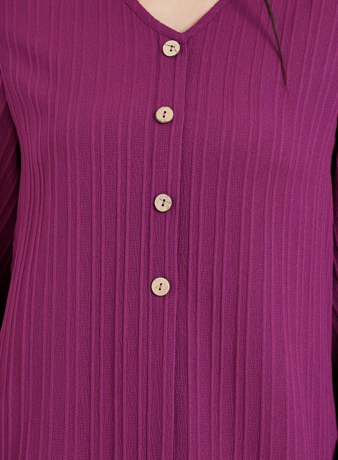 Amirah  Women Magenta Textured Buttoned Maxi Jalabiya for Women | Best Price UAE
