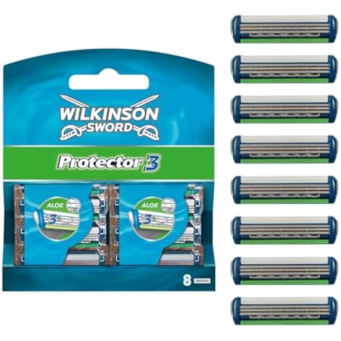 Wilkinson Sword Protector 3 Mens Razor Blade Refills x 8 - Image 1