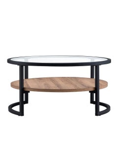 AGD Modern Glass Coffee Table 2 Layers Round Side Table Glass Top for Living Room Office Hotel Hall 70*45 cm  - Image 3