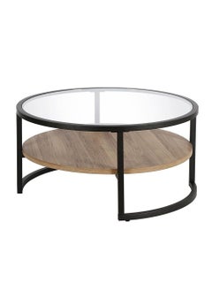 AGD Modern Glass Coffee Table 2 Layers Round Side Table Glass Top for Living Room Office Hotel Hall 70*45 cm  - Image 5