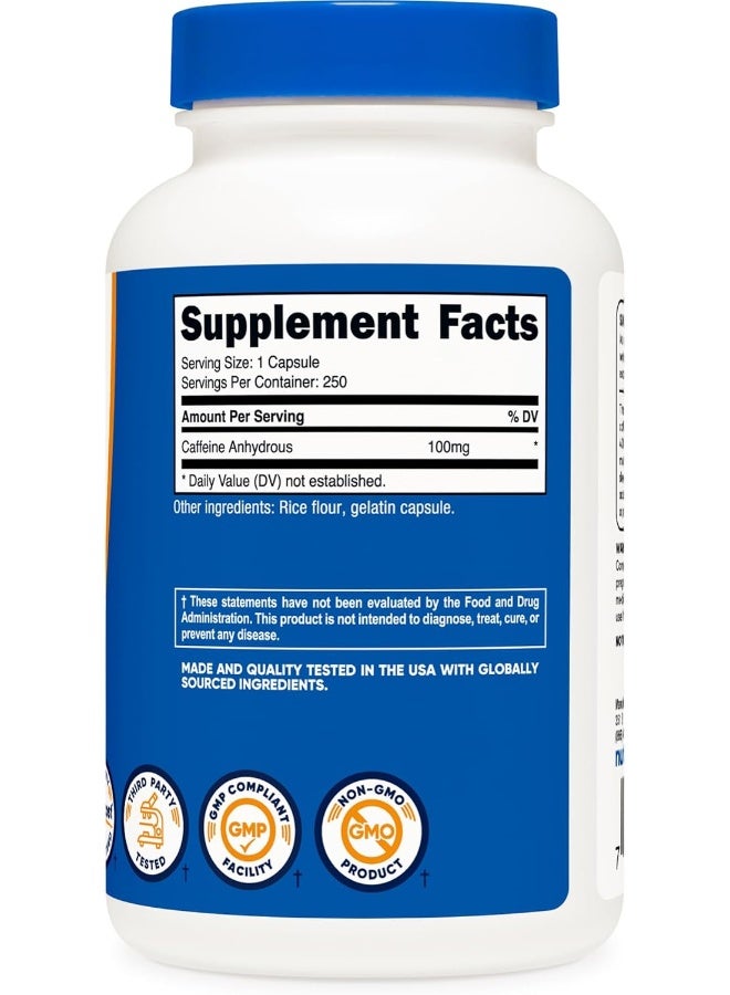 Nutricost 100mg Caffeine Pills - 250 Capsules - Image 4