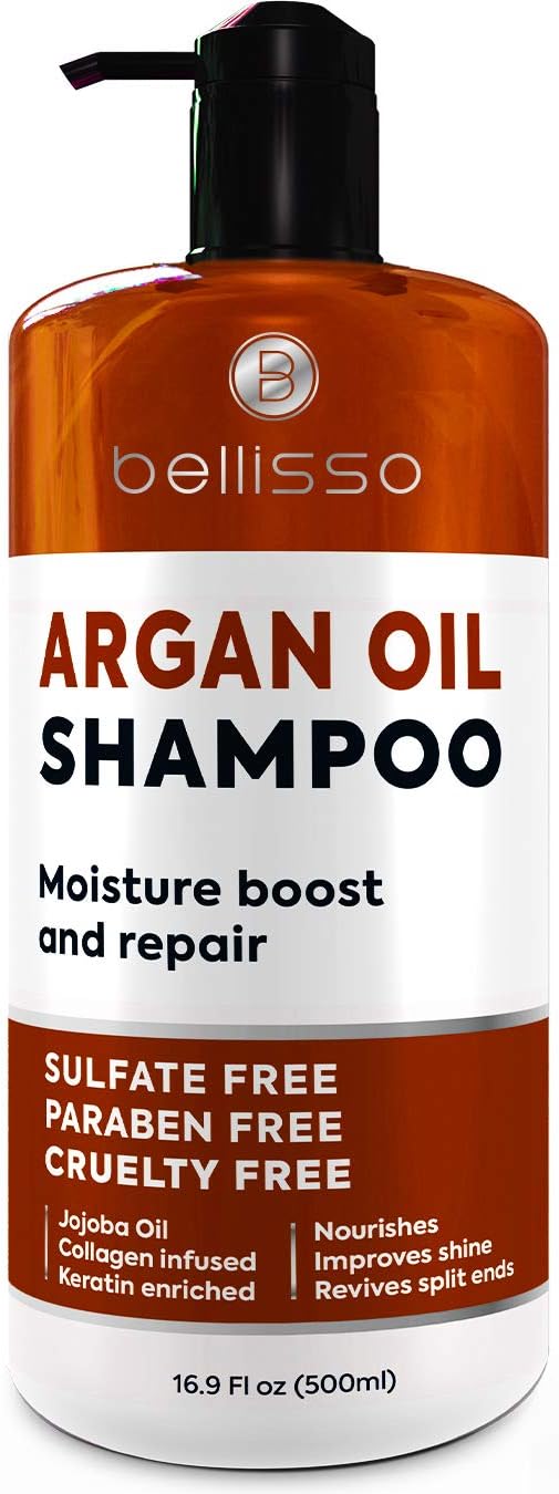 Argan Oil Shampoo  Sulfate Free with No Parabens  Moroccan Botanicals for Women and Men  Professional Moisturizing Anti Frizz Hydrating Solution for Dry Wavy Curly and Color Treated Hair