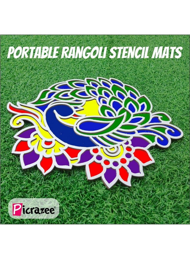 PICRAZEE حصائر قوالب رنجولي بيكرازي سهلة الاستخدام، سهلة التعبئة، لوحات رنجولي قابلة لإعادة الاستخدام، محمولة، زينة ديوالي للمنزل والمكتب (11.7 بوصة) (D4) - Image 3