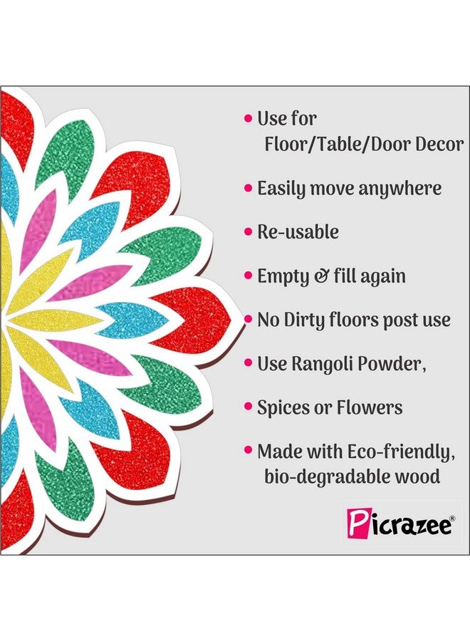 PICRAZEE حصائر قوالب رنجولي بيكرازي سهلة الاستخدام، سهلة التعبئة، لوحات رنجولي قابلة لإعادة الاستخدام، محمولة، زينة ديوالي للمنزل والمكتب (11.7 بوصة) (D4) - Image 5