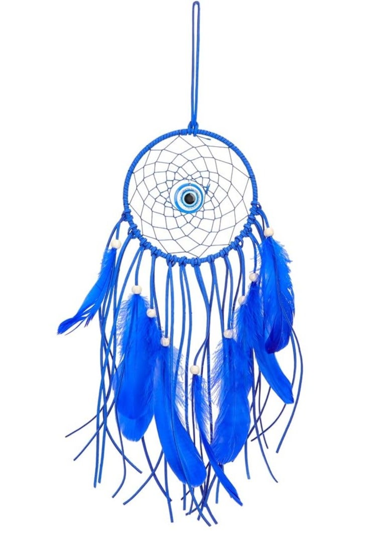 Dream Catcher Feather Blue Evil Eye Wall Hanging/Wall Decoration Items For Living Room/Wall Decor Accessories Interior Gadgets/Car Mirror Hanging Accessories/Bedroom Decor - Image 1
