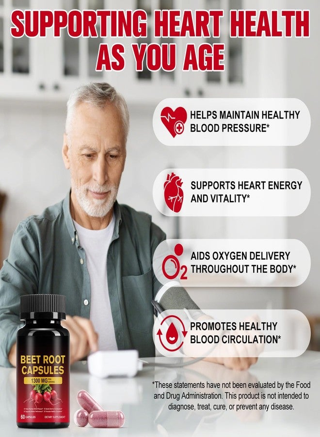 KITNOBLIS Beet Root Capsules 1300mg, Beet Root Powder for Exercise Endurance, Energy Supplement, Non-GMO Beetroot Capsules (60 Pcs, 30-Day Supply) - Image 5