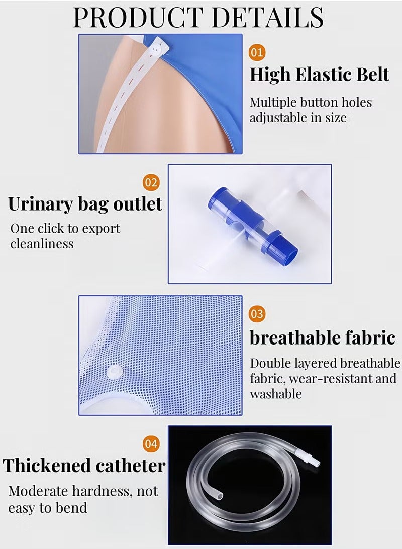 Generic Reusable Silicone Urine Collector with Portable Wearable Urinary Drainage Bag System Wearable Washable Urinal Collector for Old Man While Sleeping Bed Patients for 60+ Years Old（2 urine bags, 1fixed pants, 1 urine collection tube and 1 silicone urine collector）  - Image 2