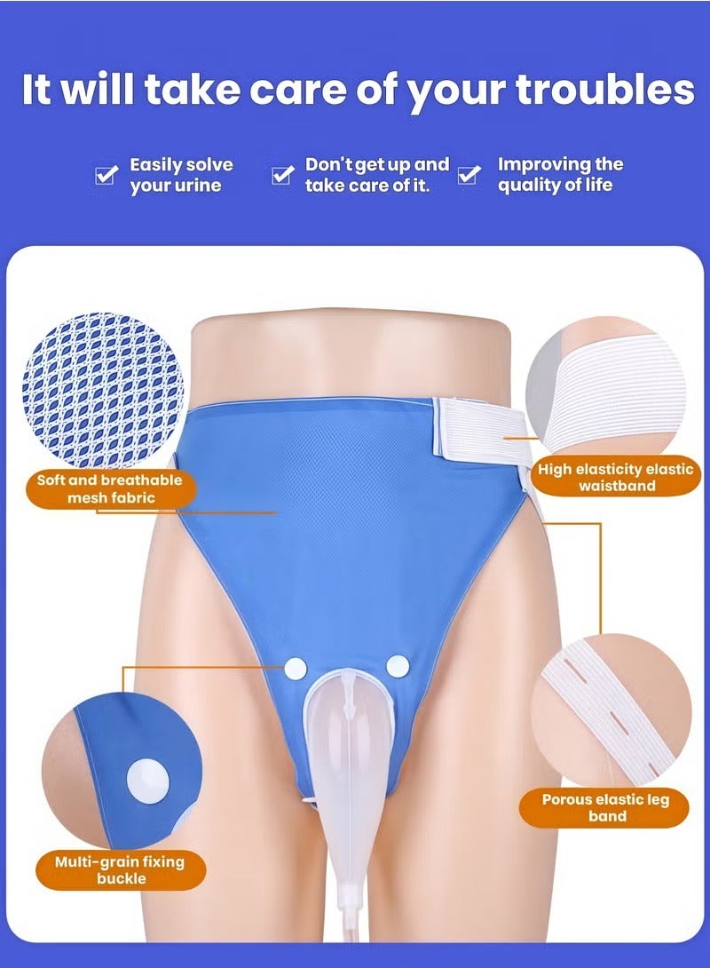 Generic Reusable Silicone Urine Collector with Portable Wearable Urinary Drainage Bag System Wearable Washable Urinal Collector for Old Man While Sleeping Bed Patients for 60+ Years Old（2 urine bags, 1fixed pants, 1 urine collection tube and 1 silicone urine collector）  - Image 3