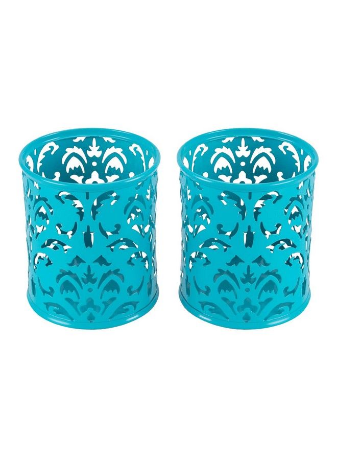 EasyPag 2 Pack Pen Holder For Desk Premium Metal Pencil Holder Pen Cup Marker Holder Makeup Brush Holders Desk Accessories & Workspace Organizers For Home School & Officedark Teal - Image 2