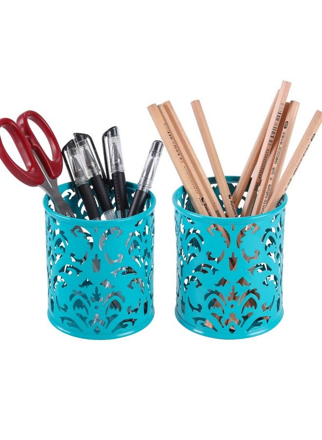 EasyPag 2 Pack Pen Holder For Desk Premium Metal Pencil Holder Pen Cup Marker Holder Makeup Brush Holders Desk Accessories & Workspace Organizers For Home School & Officedark Teal - Image 4