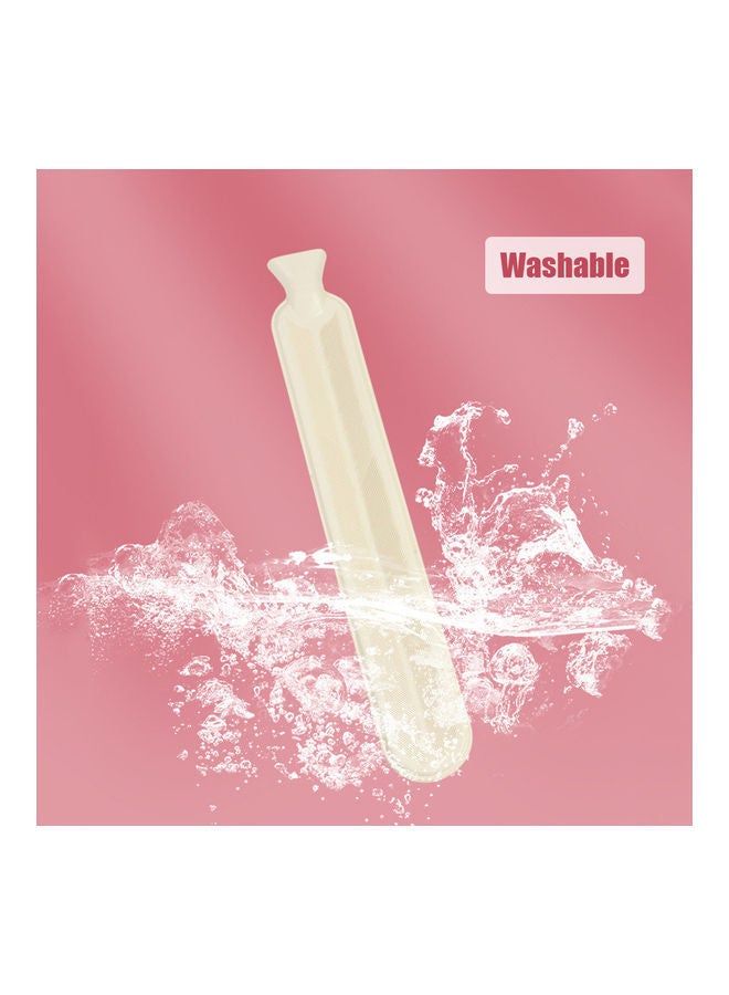 NIBEMINENT Long Strip Rubber Hot Water Bottle With Cotton Knit Cover - Red/White - Image 2