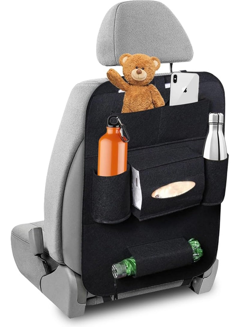 يلا جوي منظم مقعد خلفي ممتاز للسيارة: حل تخزين مع حامل للكمبيوتر اللوحي للأطفال، أساسيات السفر وراحة الرحلات على الطريق"، أسود - Image 1