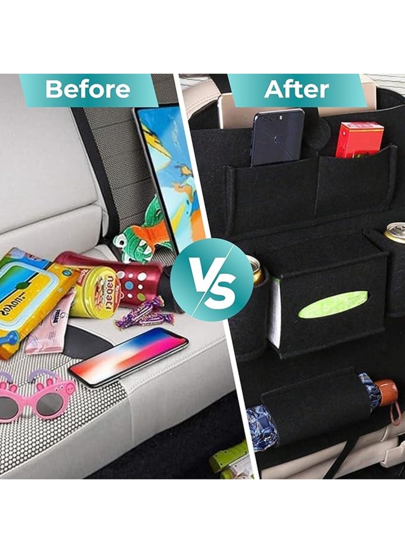 يلا جوي منظم مقعد خلفي ممتاز للسيارة: حل تخزين مع حامل للكمبيوتر اللوحي للأطفال، أساسيات السفر وراحة الرحلات على الطريق"، أسود - Image 3