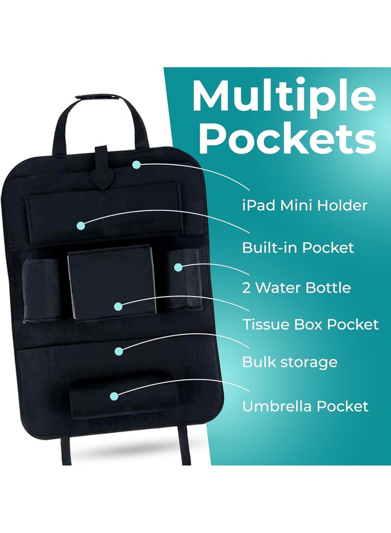 يلا جوي منظم مقعد خلفي ممتاز للسيارة: حل تخزين مع حامل للكمبيوتر اللوحي للأطفال، أساسيات السفر وراحة الرحلات على الطريق"، أسود - Image 4