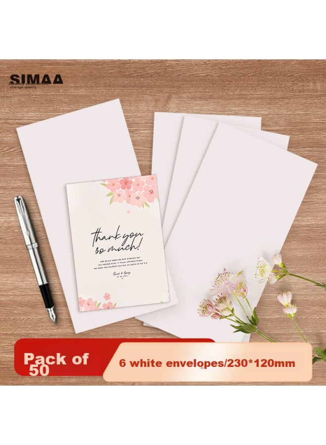 Simaa 50 Sheets No. 6 White Blank Envelopes, 230*120mm Doent Folders, Invoice And Payroll Envelopes, 25084 - Image 1