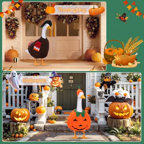 Ddeetodu 8 Set Porch Goose Outfits, Porch Goose Holiday Outfit, Christmas Fall Halloween Summer 4th of July Easter St. Patrick Valentine's Day Lawn Porch Goose Clothing for 23" Lawn Goose Patio Yard Decor - Image 5