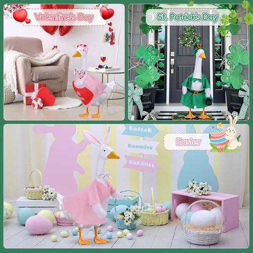 Ddeetodu 8 Set Porch Goose Outfits, Porch Goose Holiday Outfit, Christmas Fall Halloween Summer 4th of July Easter St. Patrick Valentine's Day Lawn Porch Goose Clothing for 23" Lawn Goose Patio Yard Decor - Image 3