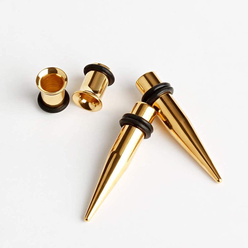 TBOSEN 36 PCS Gold Ear Tapers Stretching Kit Stainless Steel Gauges Plugs Tools Set Eyelet 14g-00g - Image 4