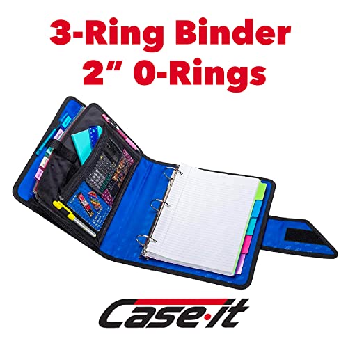 Case it Case-it The Open Tab Velcro Opening Binder - 2 Inch O-Rings - 5 Color Tab Expanding File Folder - Multiple Pockets - 400 Sheet Capacity - Blue S-826-A - Image 2