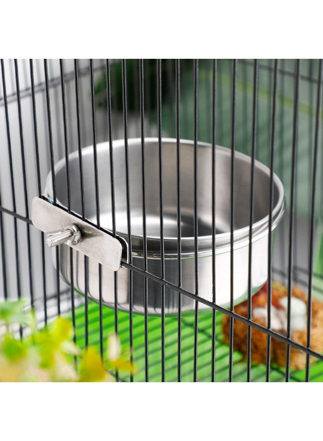 Aoriher 4 Packs Stainless Steel Bird Feeding Dish Cups 30 oz Bird Feeder Parrot Water Food Bowl Stainless Steel Pet Bowls with Clamp Bird Cage Accessories for Bird Cockatiel Budgies Parakeet Small Animals - Image 3
